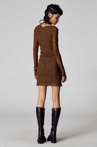 Kleedje met lange mouwen - bruin - Unwind