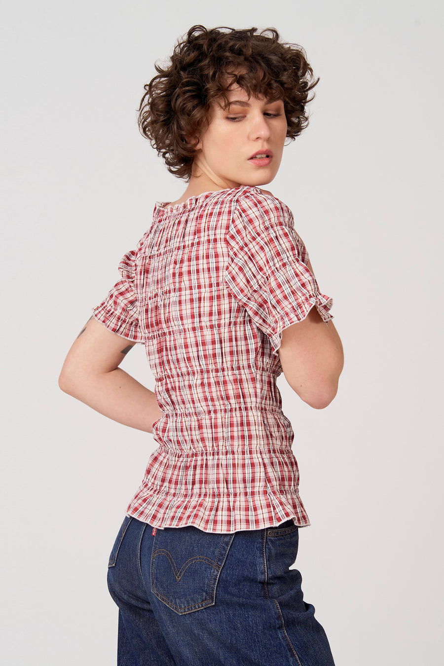 Blouse à manches courtes - rouge