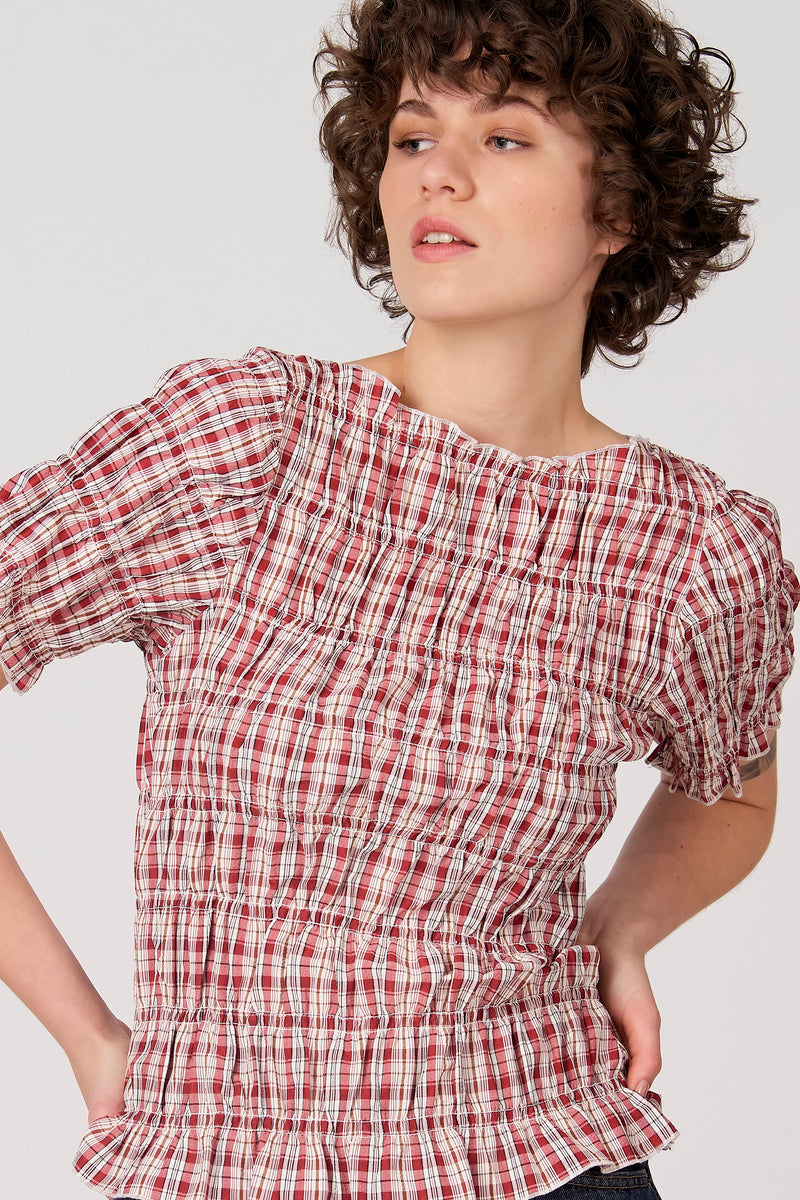 Blouse met korte mouwen - rood