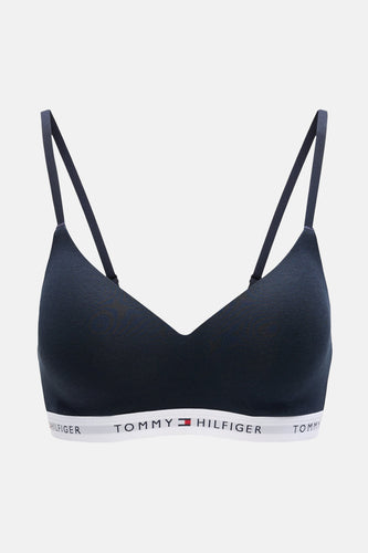 Blauw Tommy Hilfiger-bralette met witte band.