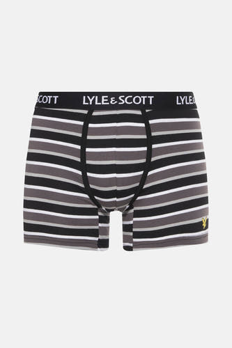 Gestreept boxershort van Lyle & Scott, met een zwarte tailleband met logo en een klein logo op de pijp.