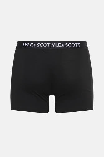 Zwarte boxershort van Lyle & Scott, met een witte tailleband met het logo.