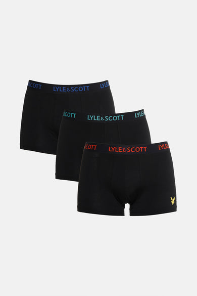 Zwarte boxershorts van LYLE & SCOTT, met een elastische tailleband met logo in verschillende kleuren.
