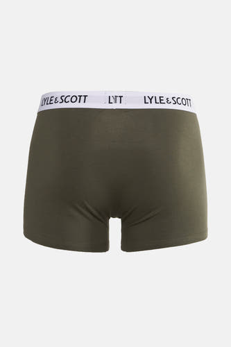 Groene boxershort van LYLE & SCOTT, met een witte tailleband met logo.
