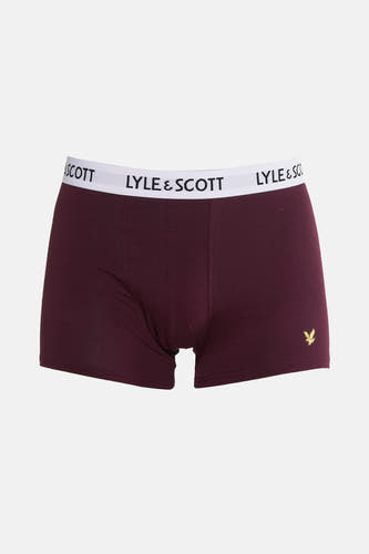 Wijnrode boxershort van LYLE & SCOTT, met een witte elastische tailleband met logo.