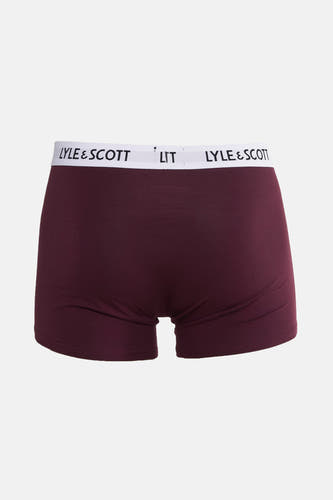 Donkerrode boxershort van LYLE & SCOTT met een witte elastische band met merklogo.
