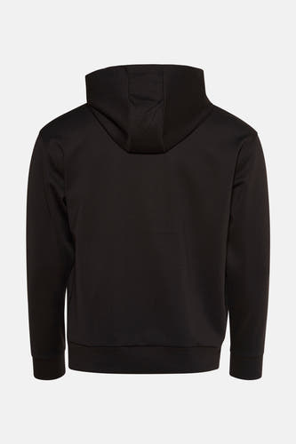 Zwarte sweater met kap van Guess®, gezien vanaf de achterkant.