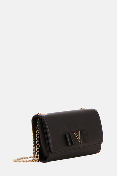 Zwarte schoudertas van VALENTINO BAGS met gouden ketting en logo.