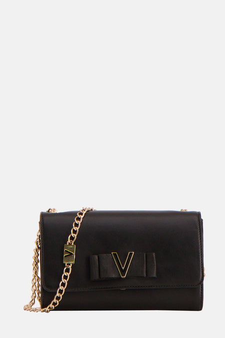 Zwarte schoudertas van VALENTINO BAGS, met gouden ketting en logo applicatie.
