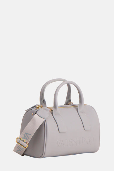 Blauwe handtas van VALENTINO BAGS, met handvatten en een schouderriem met logo.