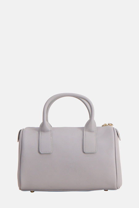 Blauwe handtas van VALENTINO BAGS, met dubbele handgreep en gouden accenten.
