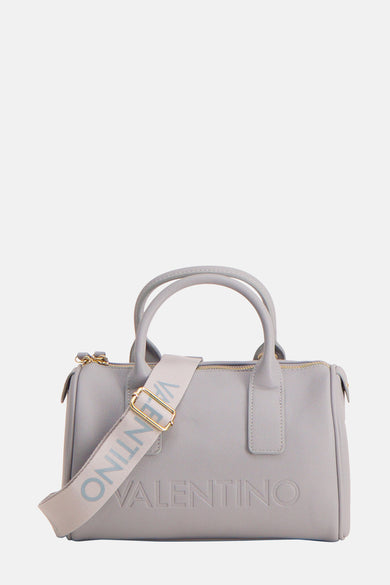 Blauwe handtas van VALENTINO BAGS met een schouderriem met logo en gouden details.
