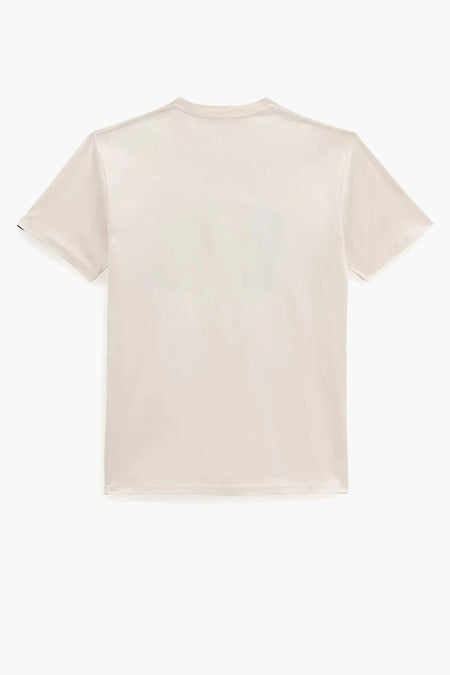 T-shirt beige à manches courtes VANS « OFF THE WALL », vue arrière, design simple et lisse, tissu léger, posé à plat sur fond blanc