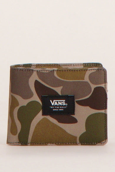Groene camouflage portemonnee van Vans “Off The Wall” sinds 1966, met een camouflagepatroon.

