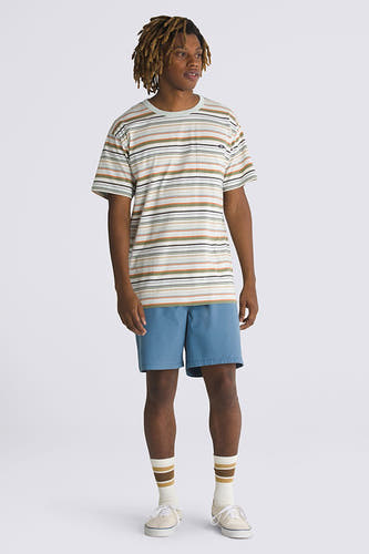 Multikleurig T-shirt met korte mouwen van VANS “OFF THE WALL”, met horizontale strepen en borstzak.
