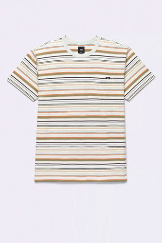 Multikleurig T-shirt met korte mouwen van VANS "OFF THE WALL", gestreept met een borstzak.