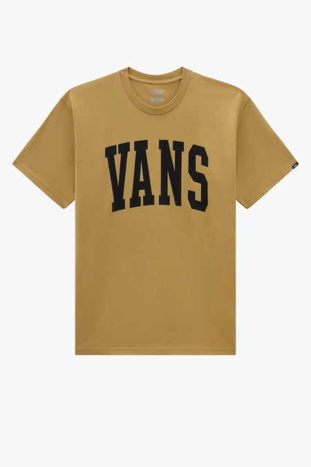 Beige T-shirt van Vans met zwarte "VANS" print op de voorkant, korte mouwen.