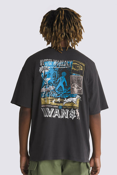 Zwart T-shirt met korte mouwen van VANS “OFF THE WALL”, met opdruk van buitenaardse ontmoetingen.