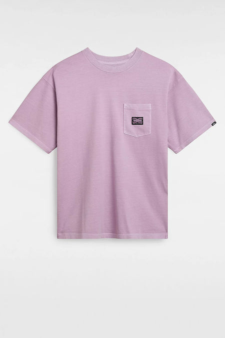 T-shirt bleu marine à manches courtes de VANS "OFF THE WALL" avec poche poitrine et patch logo.