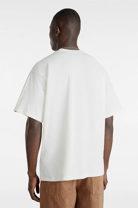 Ecru korte mouwen T-shirt van VANS, achterzijde weergegeven, eenvoudig design, comfortabele pasvorm
