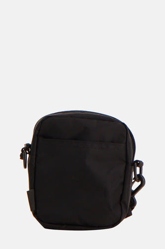 Zwarte schoudertas van VANS “OFF THE WALL” met een minimalistisch ontwerp en een klein zakje aan de voorkant.