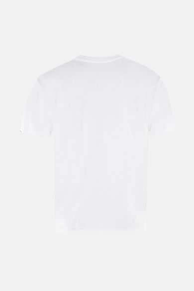 T-shirt blanc à manches courtes de VANS "OFF THE WALL", couleur blanche unie et modèle décontracté vu de derrière.