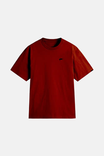 Rood T-shirt met korte mouwen van VANS “OFF THE WALL”, met een klein logo op de borst.