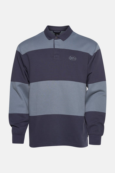 Gilet bleu de Vans, avec des manches longues et un motif à rayures.