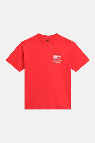 Rood T-shirt met korte mouwen van VANS “OFF THE WALL”, met een klein logo op de borst.