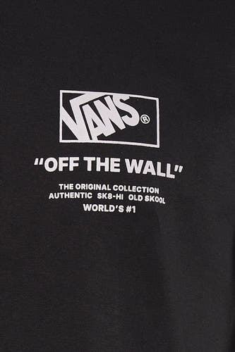 Zwart T-shirt van VANS “OFF THE WALL” met witte tekstprint.