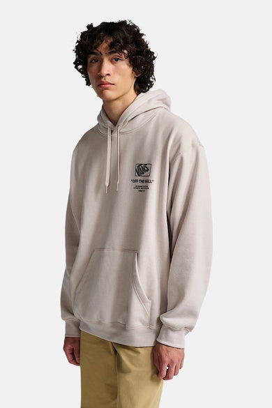Gilet beige avec casquette VANS "OFF THE WALL", avec logo et impression de texte sur la poitrine.