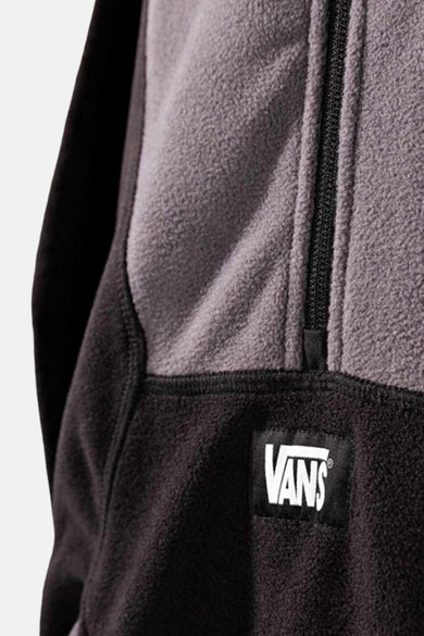 Zwarte fleece van VANS, met een grijze bovenkant en een opgenaaid logo.