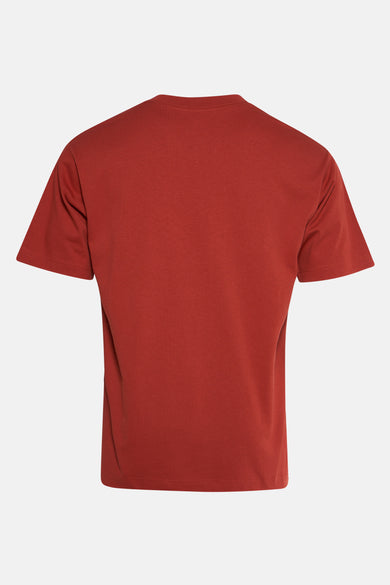 Rood T-shirt met korte mouwen van VANS “OFF THE WALL”, achteraanzicht op een effen achtergrond.