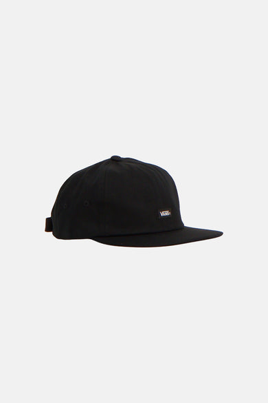Casquette noire de Vans, avec un petit logo blanc à l'avant.