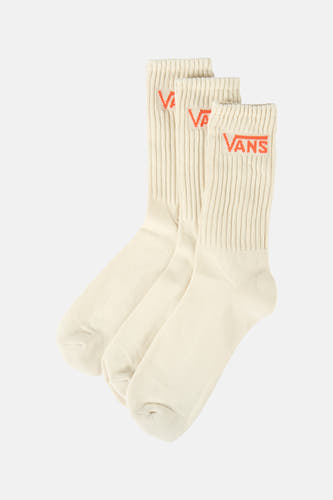 Multipack ecru sokken van VANS “OFF THE WALL”, met ribstructuur en oranje logo-accenten bovenaan.
