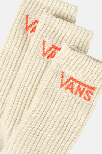 Ecru sokken van VANS “OFF THE WALL”, met oranje merklogo's en ribgebreide textuur.
