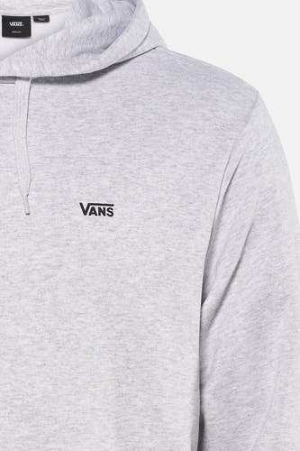 Grijze sweater met kap van VANS, met klein zwart logo op de borst.
