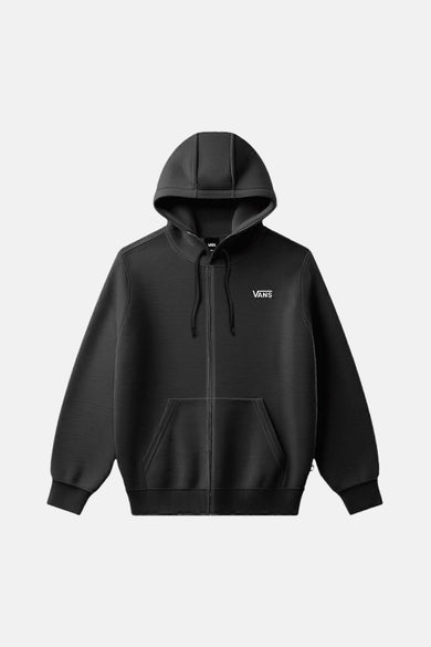 Gilet pull noir VANS "OFF THE WALL" avec fermeture éclair, capuche et poche plaquée.
