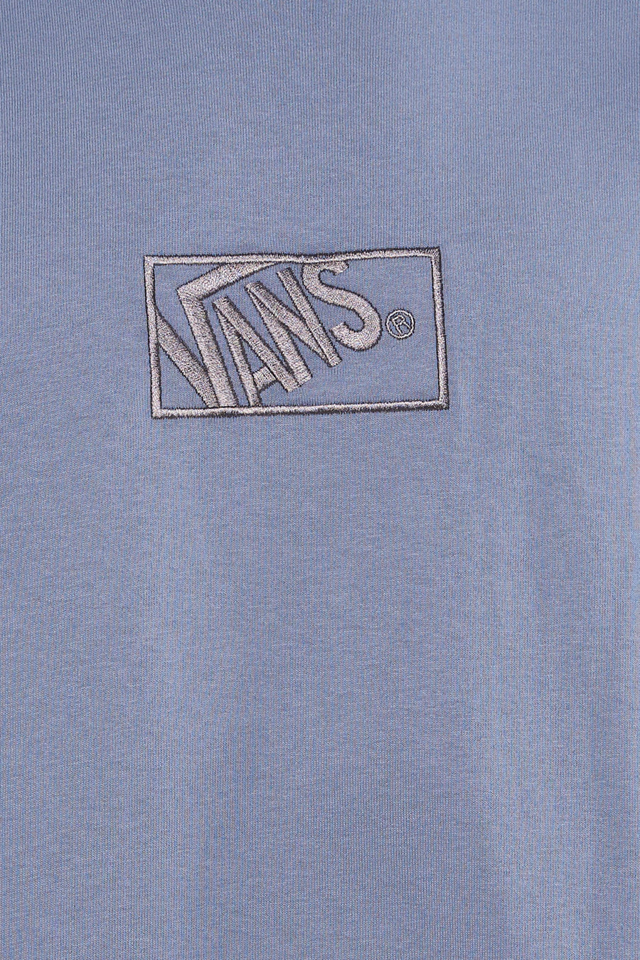 Blauw T-shirt van VANS “OFF THE WALL” met geborduurd logo in vierkant.