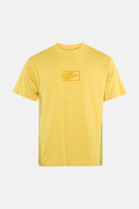Geel T-shirt van Vans met een vierkante logo-opdruk op de borst.