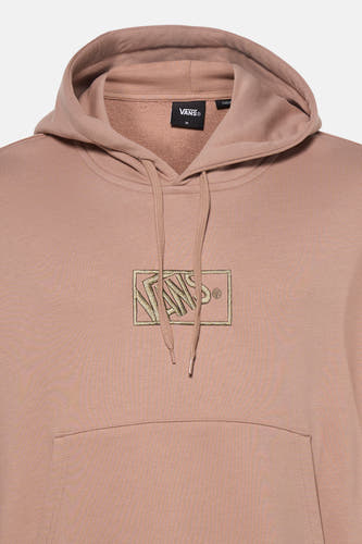 Beige sweater met kap van Vans, met geborduurd logo op de borst en een buidelzak.