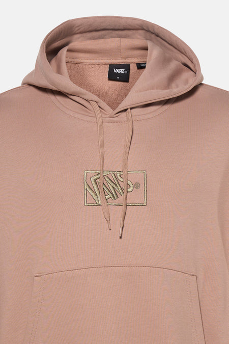Beige sweater met kap van Vans, met geborduurd logo op de borst en een buidelzak.