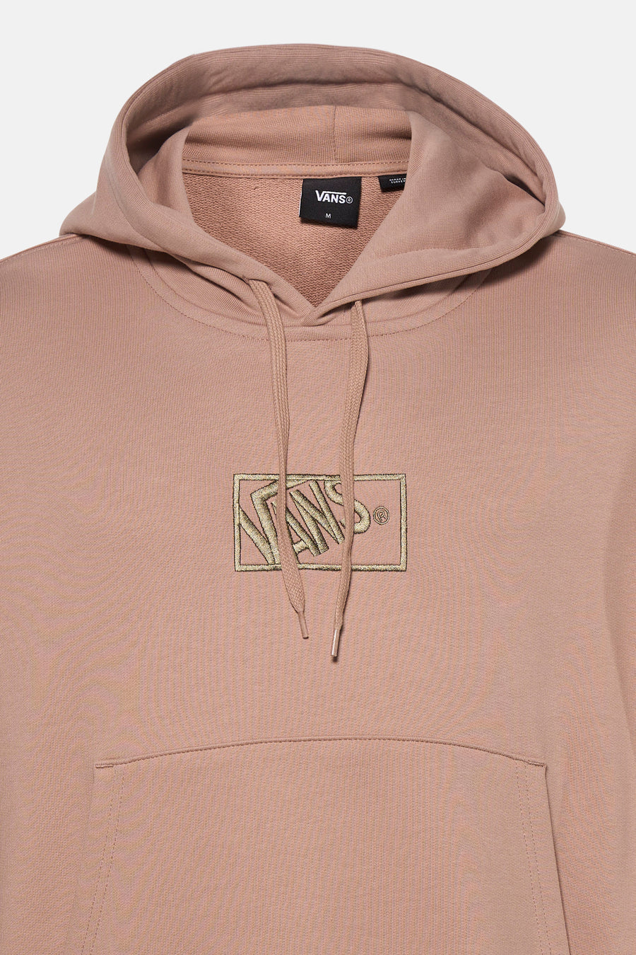 Beige sweater met kap van Vans, met geborduurd logo op de borst en een buidelzak.