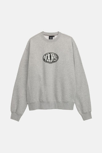 Grijze sweater van VANS "OFF THE WALL", met een ovaal logo op de borst.