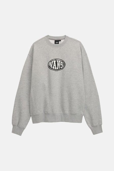 Grijze sweater van VANS "OFF THE WALL", met een ovaal logo op de borst.