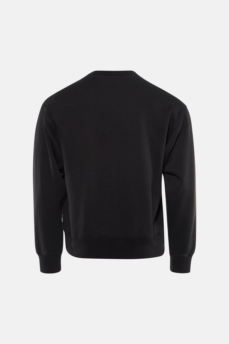 Zwarte sweater met ronde hals van VANS “OFF THE WALL”, achterkant in effen design.
