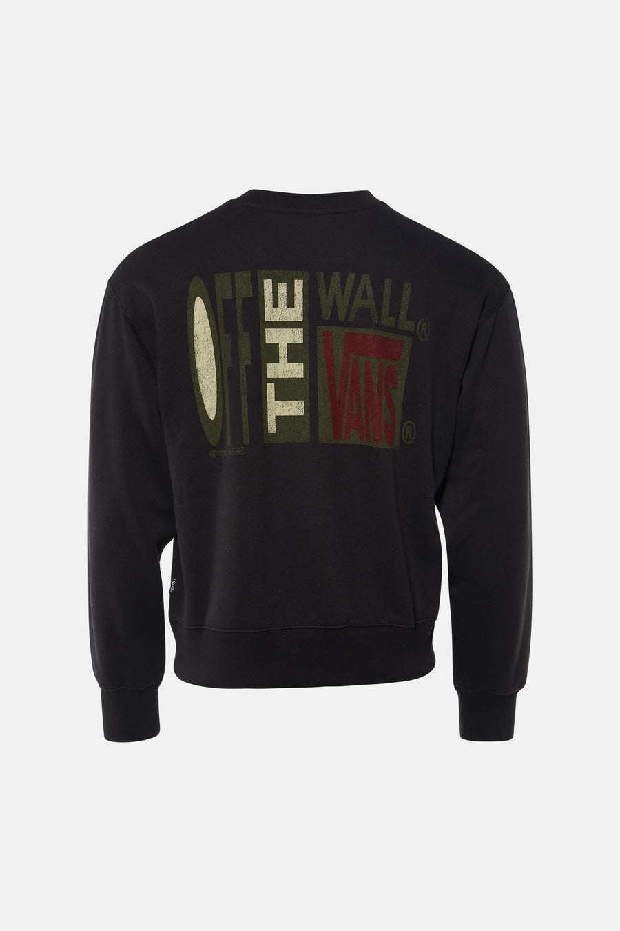 Zwarte sweater van VANS “OFF THE WALL” met opdruk van logo op de rug.
