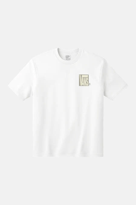 Wit T-shirt met korte mouwen van VANS “OFF THE WALL”, met klein logo op de borst.