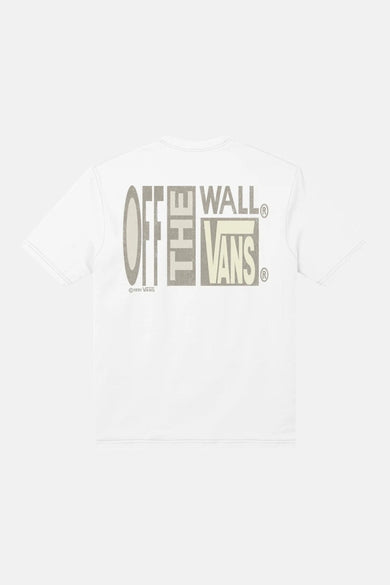 T-shirt blanc à manches courtes VANS "OFF THE WALL", avec grand imprimé logo au dos.