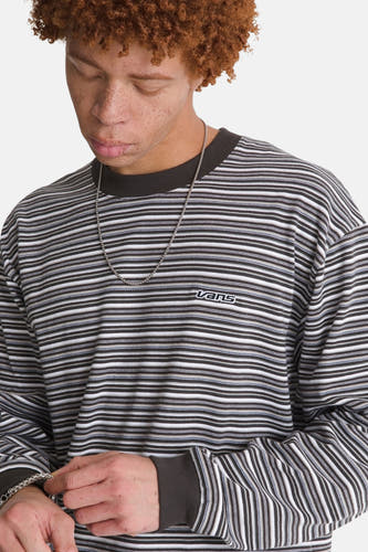 Multicolor T-shirt met lange mouwen van Vans, met horizontale strepen en een zilveren ketting.